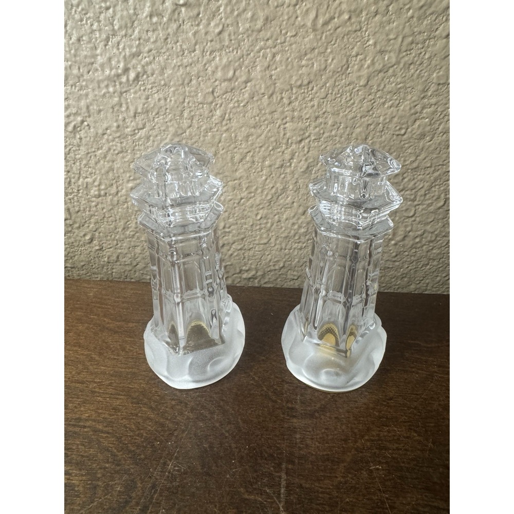 Lenox "Fine Crystal"Lighthouse Salt & Pepper Shaker Made in Czech Republic New